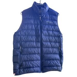 Eddie Bauer Men's sz M Goose Down Quilted Puffer Vest Packable Navy Blue